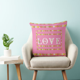 Monogram Daisy Floral Liebe Pink Kissen