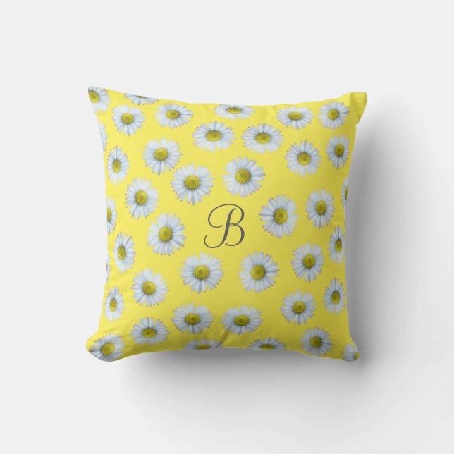 Monogram Daisy Kissen (Vorderseite)