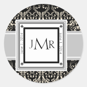 Monogram Damask-Umschlag Aufkleber