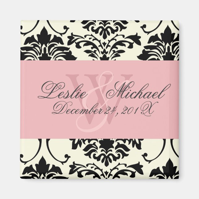 Monogram Damask Wedding, Magnete (Vorne)