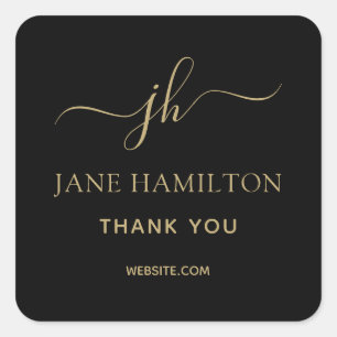Monogram Dankeschön Business-Logo-Aufkleber Quadratischer Aufkleber