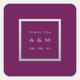 Monogram Dankeschön Gray Frame Silver Wedding Mars Quadratischer Aufkleber