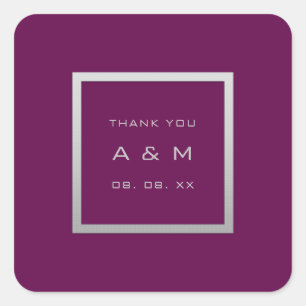Monogram Dankeschön Gray Frame Silver Wedding Mars Quadratischer Aufkleber