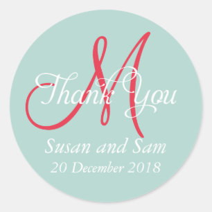 Monogram Dankeschön Winter Wedding Fevor Label Runder Aufkleber
