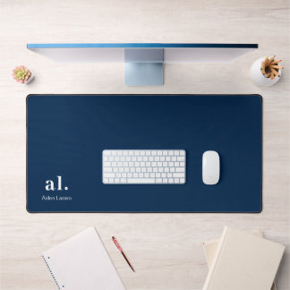 Monogram Dark Blue Stilvoll Moderner Minimalistisc Schreibtischunterlage