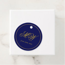 Monogram Dark Blue und Gold Wedding Vielen Dank Geschenkanhänger