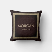 Monogram Dark Brown Imitats Lederwurfkissen