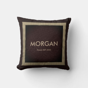 Monogram Dark Brown Imitats Lederwurfkissen Kissen