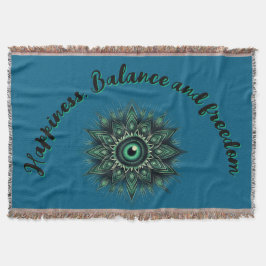 Monogram Dark Green Evil Eye Green Symbol auf blau Decke