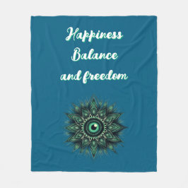 Monogram Dark Green Evil Eye Symbol auf blau Fleecedecke