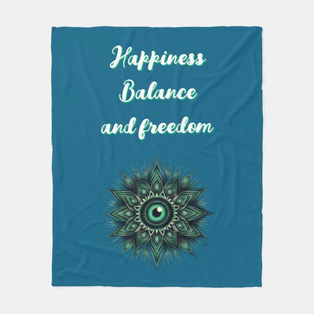 Monogram Dark Green Evil Eye Symbol auf blau Fleecedecke (Vorderseite)