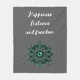 Monogram Dark Green Evil Eye Symbol auf grau | Fleecedecke