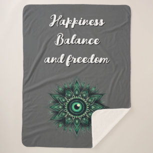 Monogram Dark Green Evil Eye Symbol auf grau   Sherpadecke