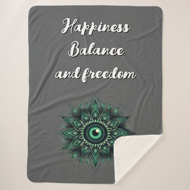Monogram Dark Green Evil Eye Symbol auf grau | Sherpadecke (Vorderseite)