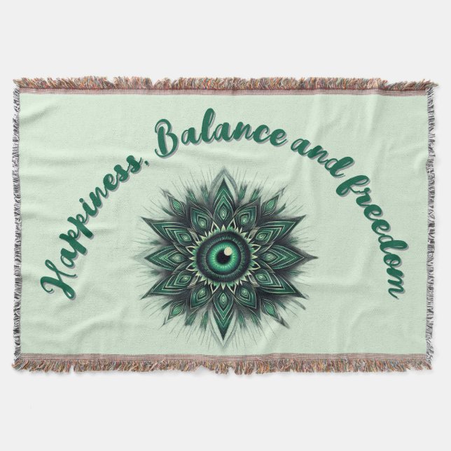 Monogram Dark Green Evil Eye Symbol auf grün | Decke (Vorderseite)
