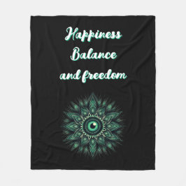 Monogram Dark Green Evil Eye Symbol auf schwarz | Fleecedecke