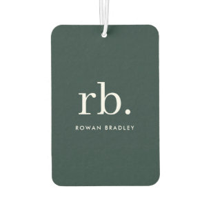 Monogram Dark Green Stylish Modern Minimalist Autolufterfrischer
