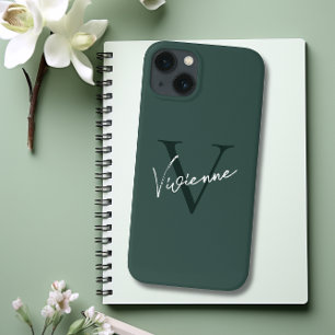 Monogram Dark Green Stylish Modern Minimalist Case-Mate iPhone Hülle