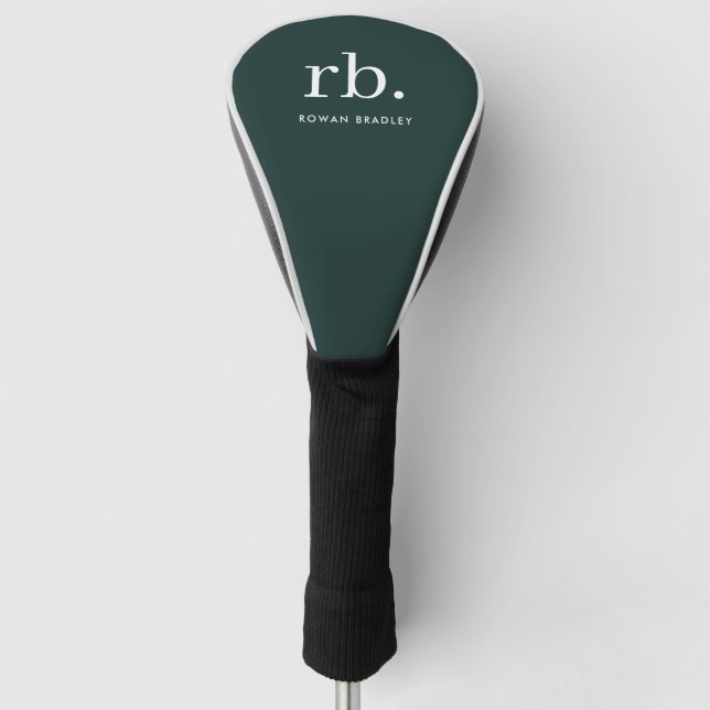 Monogram Dark Green Stylish Modern Minimalist Golf Headcover (Vorderseite)