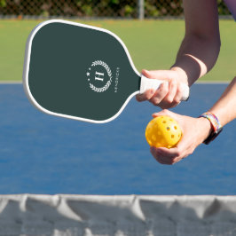 Monogram Dark Green Stylish Modern Minimalist Pickleball Schläger
