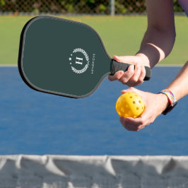 Monogram Dark Green Stylish Modern Minimalist Pickleball Schläger