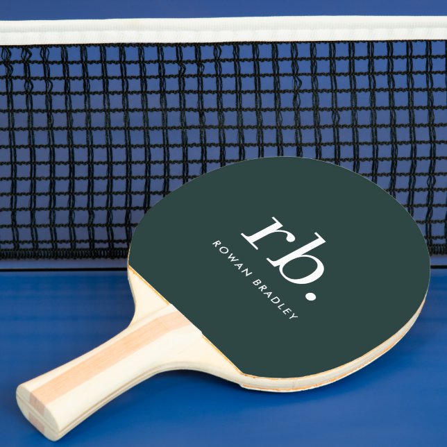 Monogram Dark Green Stylish Modern Minimalist Tischtennis Schläger (InSitu)