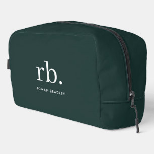 Monogram Dark Green Stylish Modern Minimalist Waschbeutel