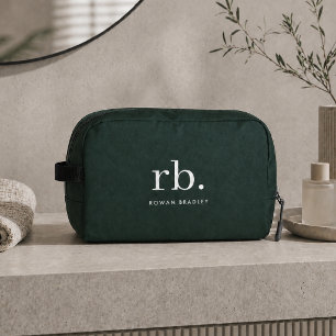 Monogram Dark Green Stylish Modern Minimalist Waschbeutel