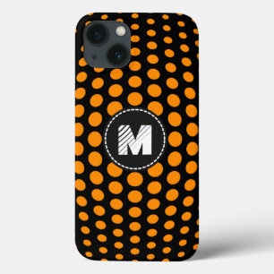 Monogram Dark Orange Polka Dots Muster Case-Mate iPhone Hülle