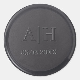 Monogram Date Black Wax Siegel Aufkleber