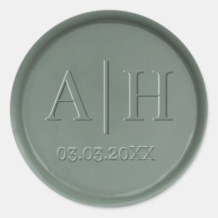 Monogram Date Dark Sage Wax Siegel Sticker
