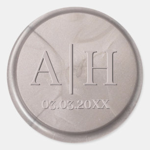 Monogram Date Pearl Grey Wax Siegel Sticker