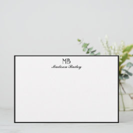 Monogram Decorative Typografie Black Border Briefpapier