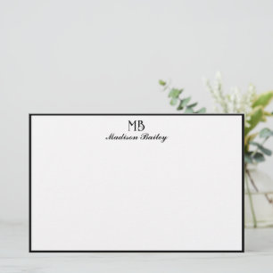 Monogram Decorative Typografie Black Border Briefpapier