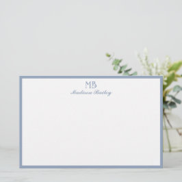 Monogram Decorative Typografie | Dusty Blue Briefpapier