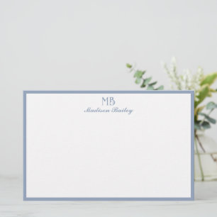 Monogram Decorative Typografie   Dusty Blue Briefpapier