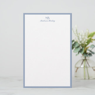 Monogram Decorative Typografie Dusty Blue Portrait Briefpapier