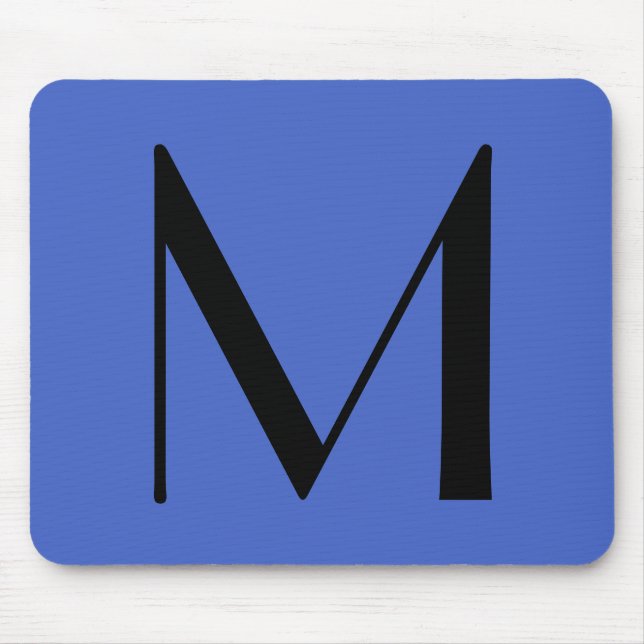 Monogram Deep Royal Black Modern Add Name Initial Mousepad (Vorne)