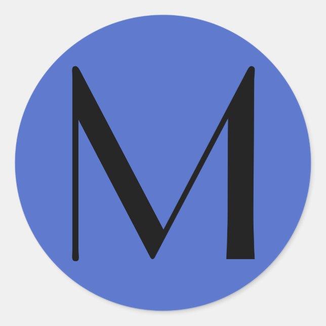 Monogram Deep Royal Black Modern Add Name Initial Runder Aufkleber (Vorderseite)