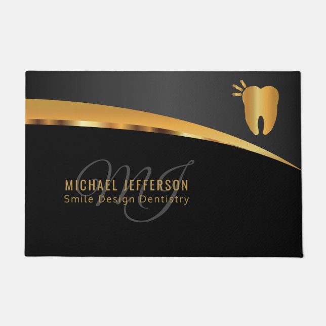 Monogram Dentist Office - Black and Gold Doormat Fußmatte (Vorderseite)