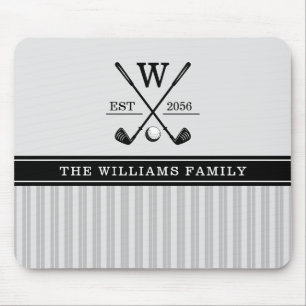 Monogram der Golffamilie Schwarz-weiß Mousepad