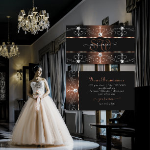 Monogram der Luxury Black Brown Verziert Borders Visitenkarte