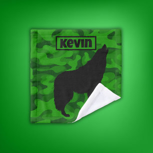 Monogram der modernen grünen Camouflage Black Wolf Badhandtuch Set
