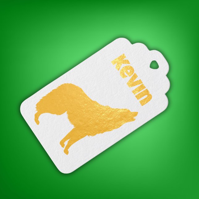 Monogram der modernen grünen Camouflage Black Wolf Geschenkanhänger (Von Creator hochgeladen)