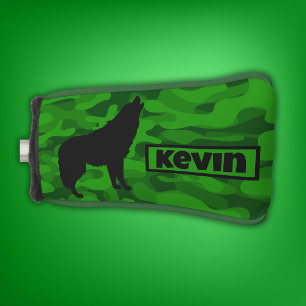 Monogram der modernen grünen Camouflage Black Wolf Golf Headcover