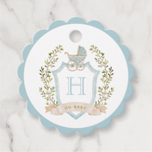 Monogram des Baby Carriage Wappen Blue Baby Dusc Geschenkanhänger
