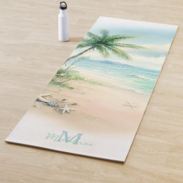 Monogram des tropischen Strandsands Starfish Palm  Yogamatte