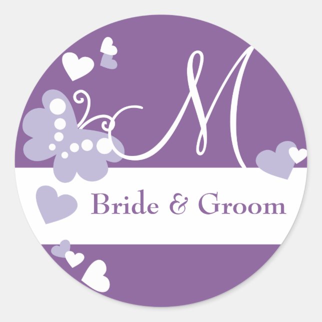 Monogram Designer Hochzeitsticker Runder Aufkleber (Vorderseite)