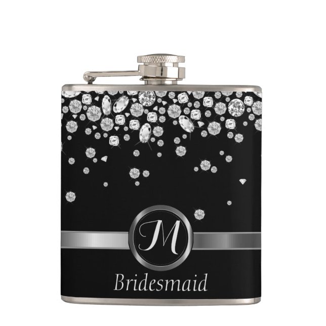 Monogram Diamond - Bridesmaid Flachmann (Vorderseite)