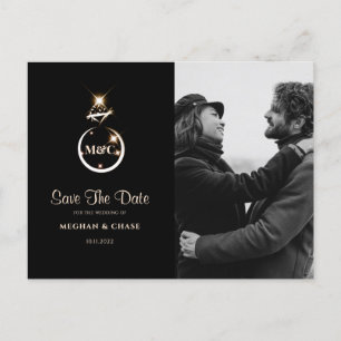 Monogram Diamond Ring Foto Save the Date Ankündigungspostkarte